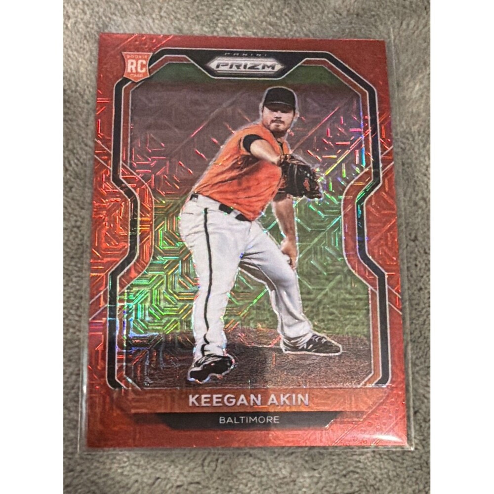 2021 Panini Prizm - Keegan Akin #14 Red Mojo  Prizm 063/149 (RC)